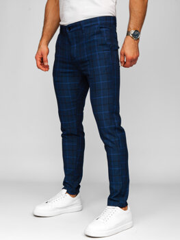 Bolf Herren Hose Joggers Kariert Dunkalblau  184195