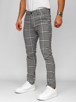 Bolf Herren Hose Joggers Kariert Schwarz-Weiß  184147