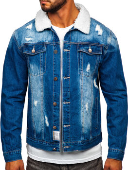 Bolf Herren Jeansjacke Trucker Dunkalblau  MJ502B