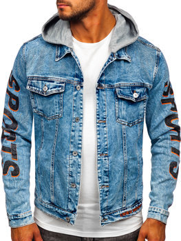 Bolf Herren Jeansjacke mit Kapuze Dunklablau  HY959