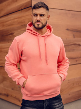 Bolf Herren Kapuzenpullover mit Kängurutasche Korallenrot  B1004