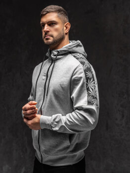 Bolf Herren Kapuzenpullover mit Reißeverschluss Sweatjacke Grau  27B8120