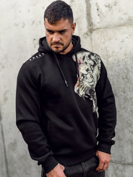 Bolf Herren Kapuzenpullover mt Motiv Schwarz  6136A