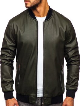 Bolf Herren Kunstlederjacke Grün  6123