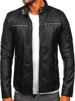 Bolf Herren Kunstlederjacke Schwarz  11Z8055