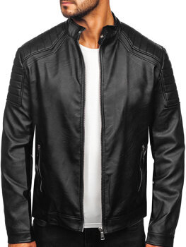 Bolf Herren Kunstlederjacke Schwarz  11Z8139