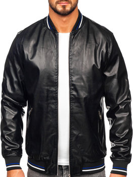 Bolf Herren Kunstlederjacke Schwarz  6707