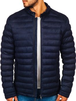 Bolf Herren Kunstlederjacke Übergangsjacke Dunkelblau  5586