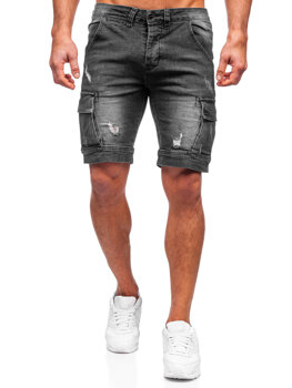 Bolf Herren Kurze Jeanshose Cargohose Shorts Schwarz  MP0039N