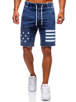 Bolf Herren Kurze Jeanshose Dunkelblau  EX02