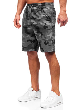 Bolf Herren Kurze Sporthose Camo Schwarzgrau  8K283