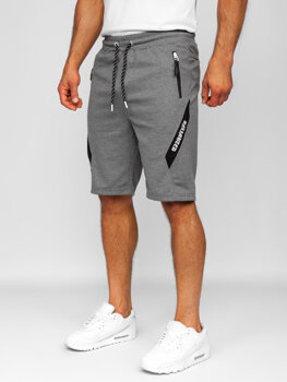 Bolf Herren Kurze Sporthose Shorts Grau-Weiß  Q3875