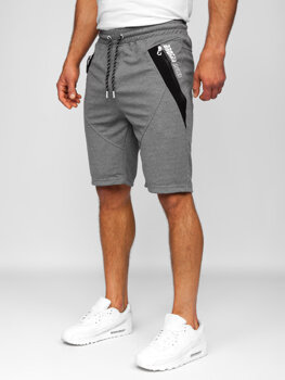 Bolf Herren Kurze Sporthose Shorts Grau-Weiß  Q3878