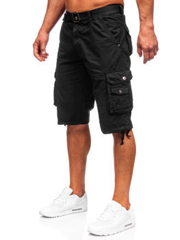 Bolf Herren Kurze Stoffhose mit Gürtel Cargoshorts Schwarz 77885