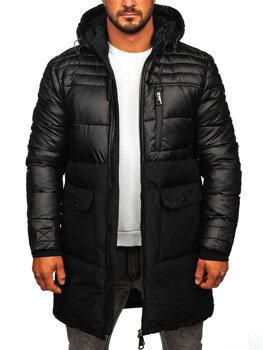 Bolf Herren Lange Gepolsterte Winterjacke Schwarz  22M62