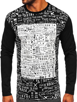 Bolf Herren Longsleeve mit Motiv Schwarz  1213