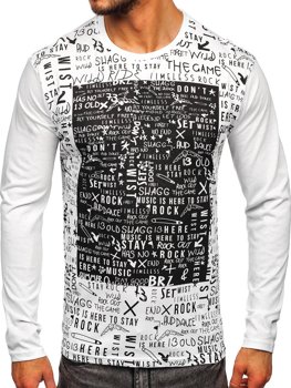 Bolf Herren Longsleeve mit Motiv Weiß  1213