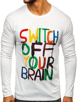 Bolf Herren Longsleeve mit  Motiv Weiß  1214