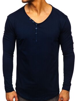 Bolf Herren Longsleeve ohne Motiv Dunkelblau 5059