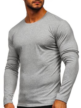 Bolf Herren Longsleeve ohne Motiv Grau  2088L