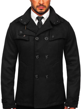 Bolf Herren Mantel Schwarz  8857