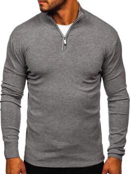 Bolf Herren Pullover mit Stehkragen Grau YY08