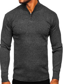 Bolf Herren Pullover mit Stehkragen Schwarz  S8274