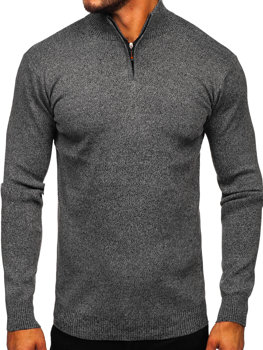 Bolf Herren Pullover mit Stehkragen Schwarzgrau  S8274