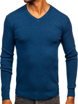 Bolf Herren Pullover mit V-Auschchnitt Blau  H2405