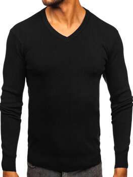 Bolf Herren Pullover mit V-Auschchnitt Schwarz  H2405