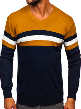 Bolf Herren Pullover mit V-Ausschnitt Camel S8535