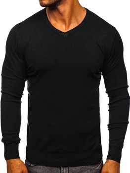 Bolf Herren Pullover mit V-Ausschnitt Schwarz  YY03