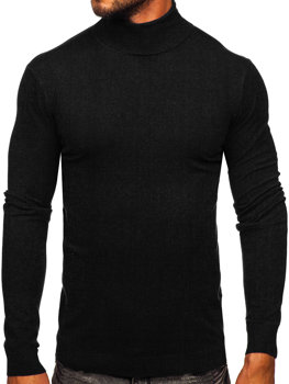 Bolf Herren Rollkargenpullover Basic Schwarz  MMB600