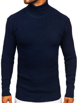 Bolf Herren Rollkragenpullover Basic Dunkalblau  S8751