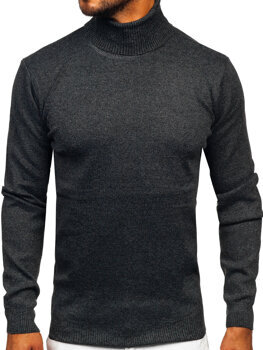 Bolf Herren Rollkragenpullover Basic Schwarz S8730