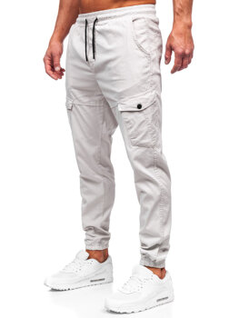 Bolf Herren Stoffhose Joggers Cargohose Beige  384