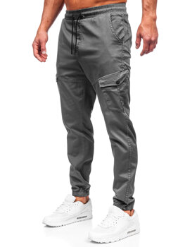 Bolf Herren Stoffhose Joggers Cargohose Schwarzgrau  384