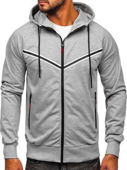 Bolf Herren Sweatjacke Kapuzenpullover mit Reißverschluss Grau  B035