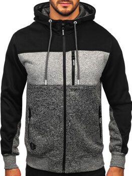 Bolf Herren Sweatjacke Sweatshirt Jacke mit Kapuze Anthrazit  TC1206