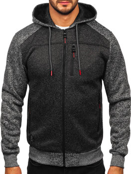 Bolf Herren Sweatjacke Sweatshirt Jacke mit Kapuze Anthrazit  TC1219