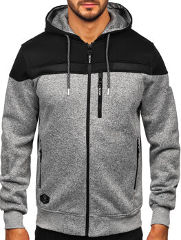 Bolf Herren Sweatjacke Sweatshirt Jacke mit Kapuze Grau  TC1217