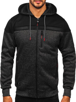 Bolf Herren Sweatjacke Sweatshirt Jacke mit Kapuze Schwarzgrau  TC1217