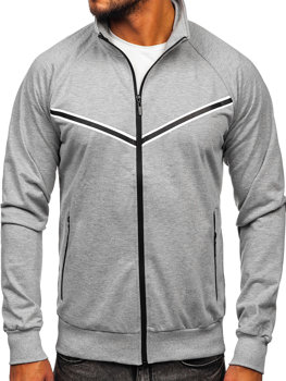 Bolf Herren Sweatshirt mit Stehkragen und Reißverschluss Grau B062