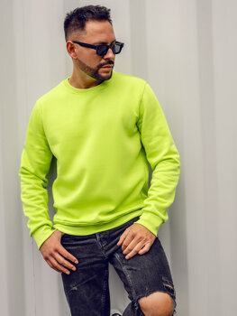 Bolf Herren Sweatshirt ohne Kapuze Grün-Neon  2001A