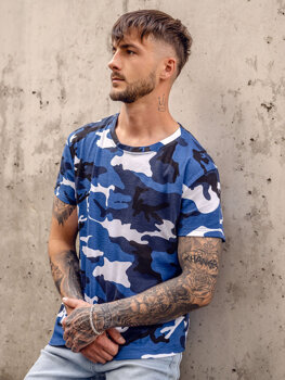 Bolf Herren T-Shirt Camo Blau  S807A1