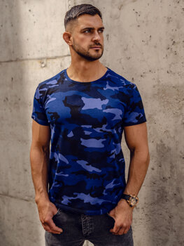 Bolf Herren T-Shirt Camo Dunkalblau  S807A1