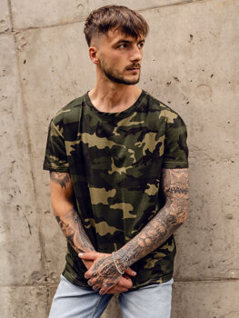 Bolf Herren T-Shirt Camo Khaki  S807A1