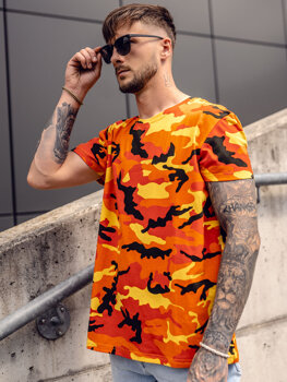 Bolf Herren T-Shirt Camo Orange  S807A1