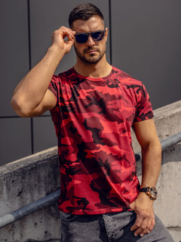 Bolf Herren T-Shirt Camo Rot  S807A1