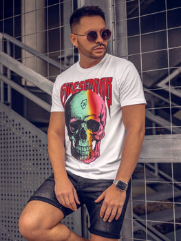 Bolf Herren T-Shirt mit Applikationen Weiß  2352A